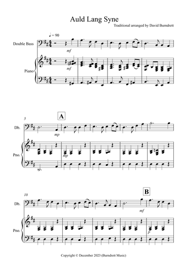 Auld Lang Syne for Double Bass and Piano (arr. David Burndrett)