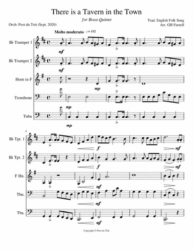 There's A Tavern In The Town (arr. Peet du Toit)