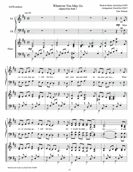 Wherever You May Go (SATB anthem)