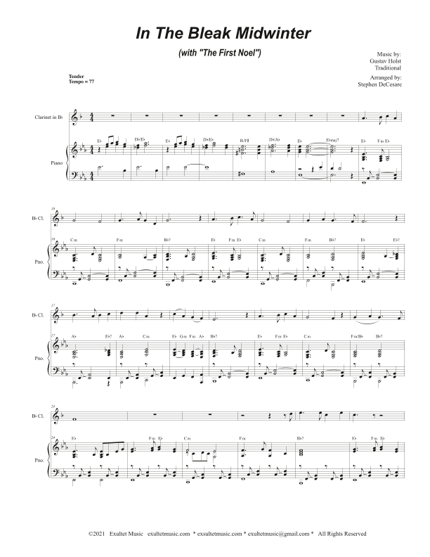 In The Bleak Midwinter (with "The First Noel") (Bb-Clarinet solo and Piano) (arr. Stephen DeCesare)