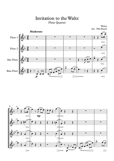 Invitation To THe Waltz - Flute Quartet (arr. Phil Rawle)