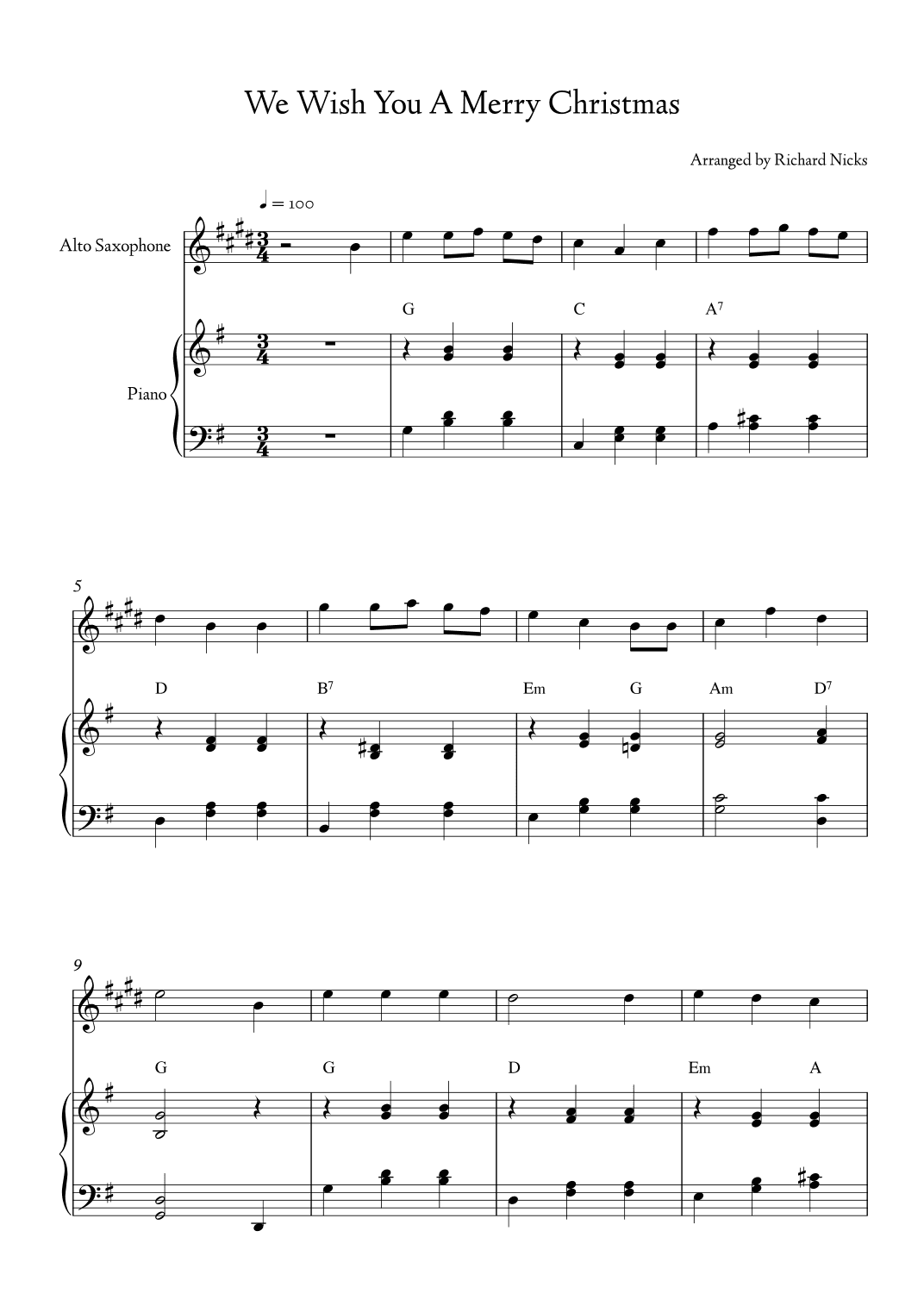 We Wish You a Merry Christmas (arr. Richard Nicks)