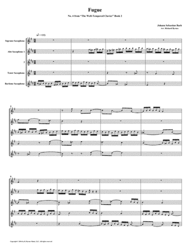 Fugue 04 from Well-Tempered Clavier, Book 2 (Saxophone Quintet) (arr. Richard Byrnes)