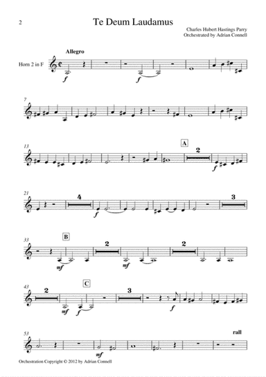 Parry - Te Deum Orchestrated by Adrian Connell - Horn 2 (arr. Adrian Connell)