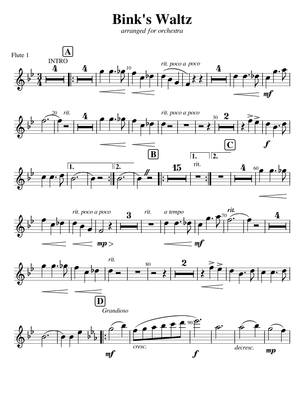 Bink's Waltz (1905) - Set of Parts (arr. C. Hanson)