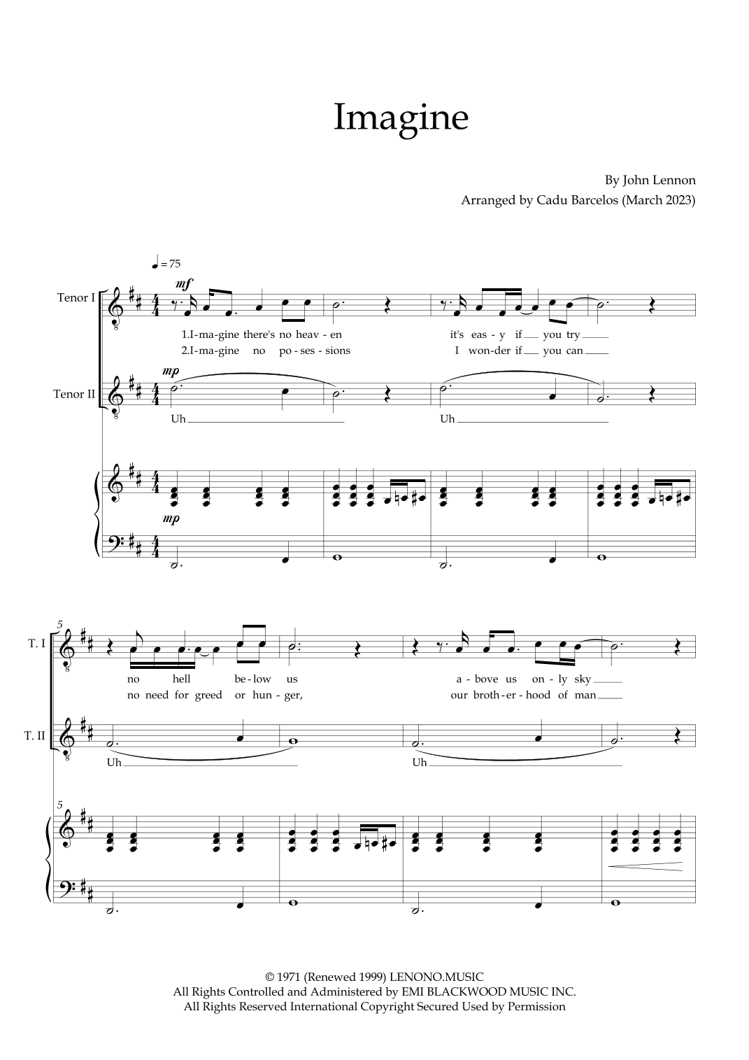 Imagine (arr. Cadu Barcelos)