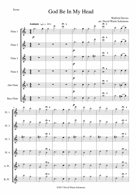 God be in my head for flute sextet (4 flutes, alto flute, bass flute) (arr. David Warin Solomons)