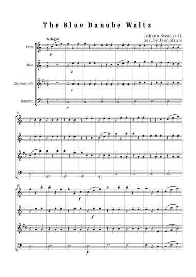 The Blue Danube Waltz - Woodwind Quartet (arr. Jean Szulc)