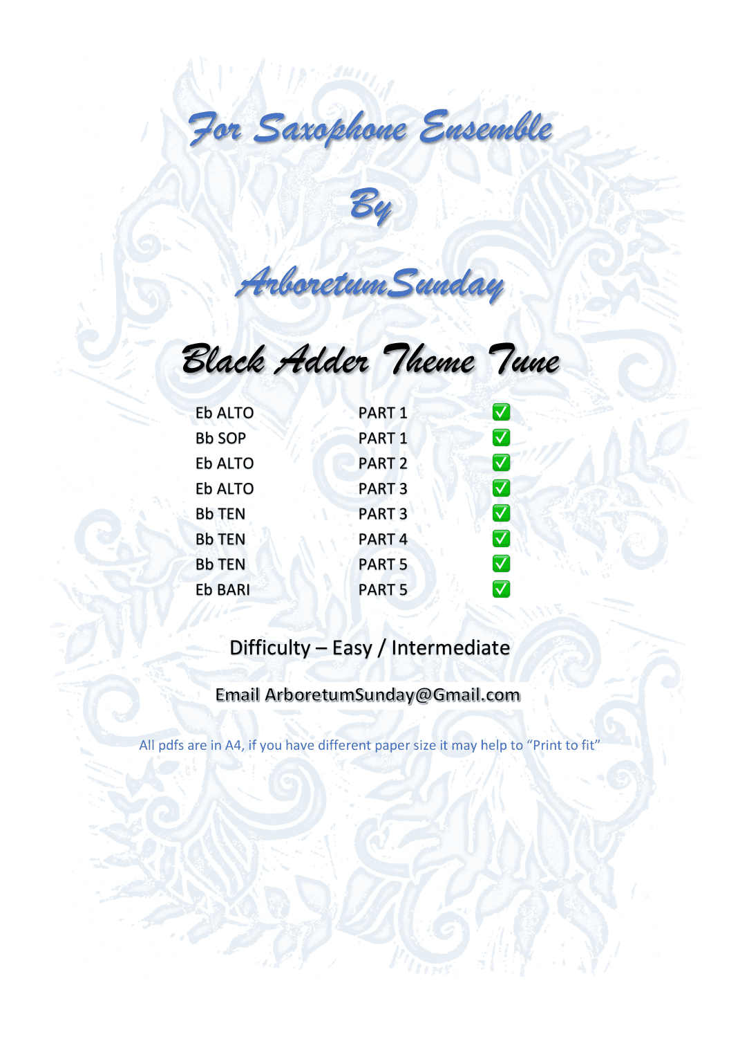 Blackadder Theme (arr. ArboretumSunday)