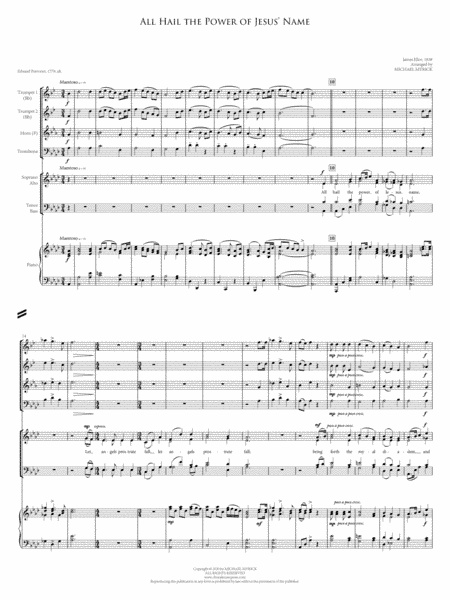 All Hail the Power of Jesus' Name - FULL SCORE and Brass Parts (arr. MICHAEL MYRICK)