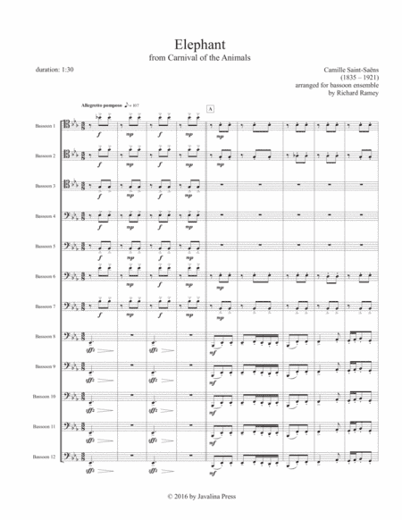 Elephant (from Carnival of the Animals) (arr. Richard Ramey)