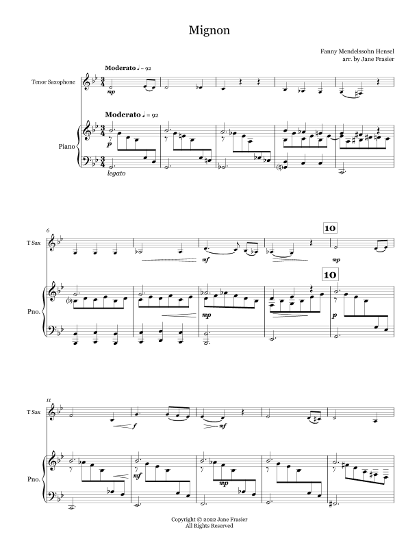 Mignon (arr. Jane Frasier)