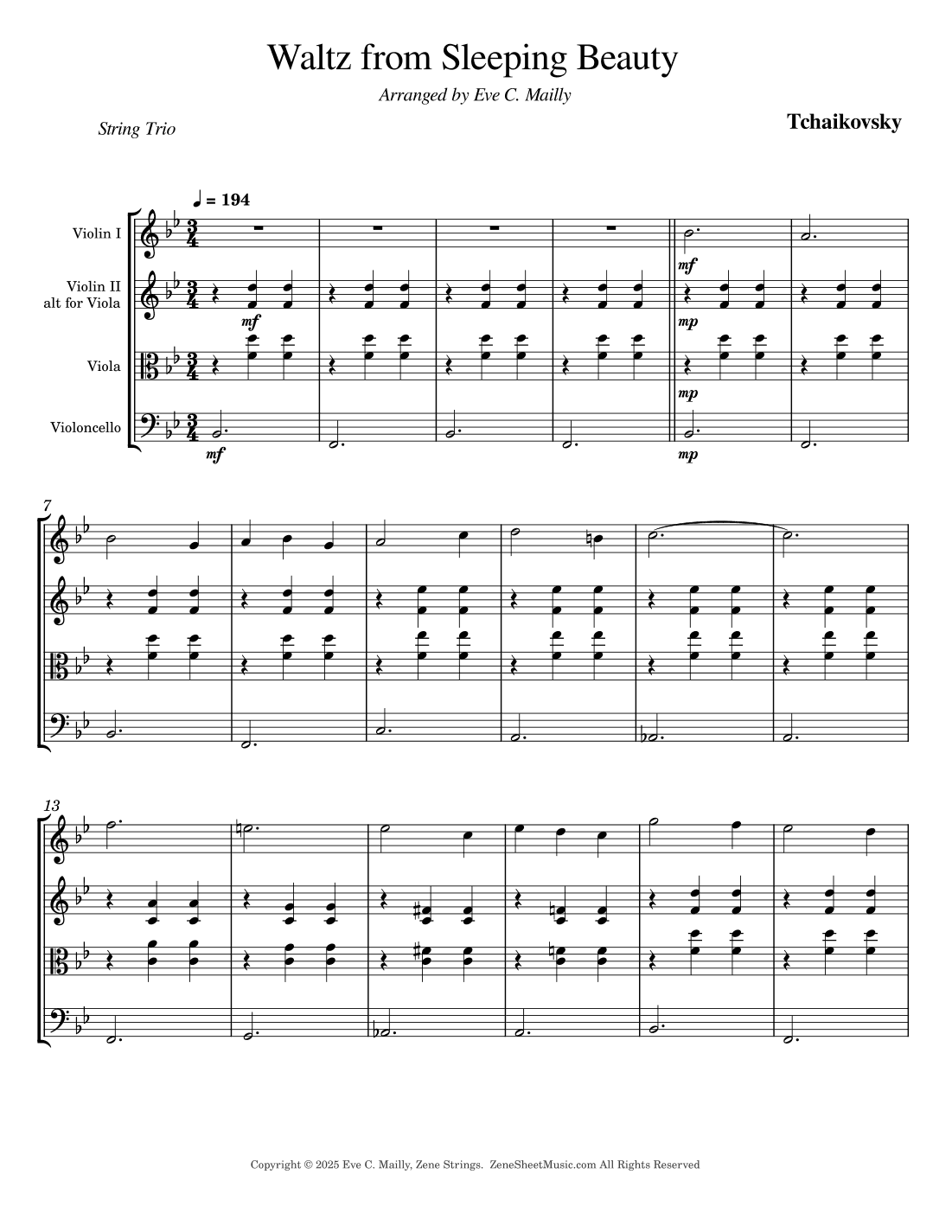 Sleeping Beauty - Waltz (String Trio) (arr. Eve C. Mailly - Zene Strings)