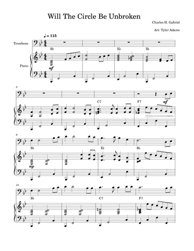 Will The Circle Be Unbroken (Trombone Solo with Piano) (arr. Tyler Adams)