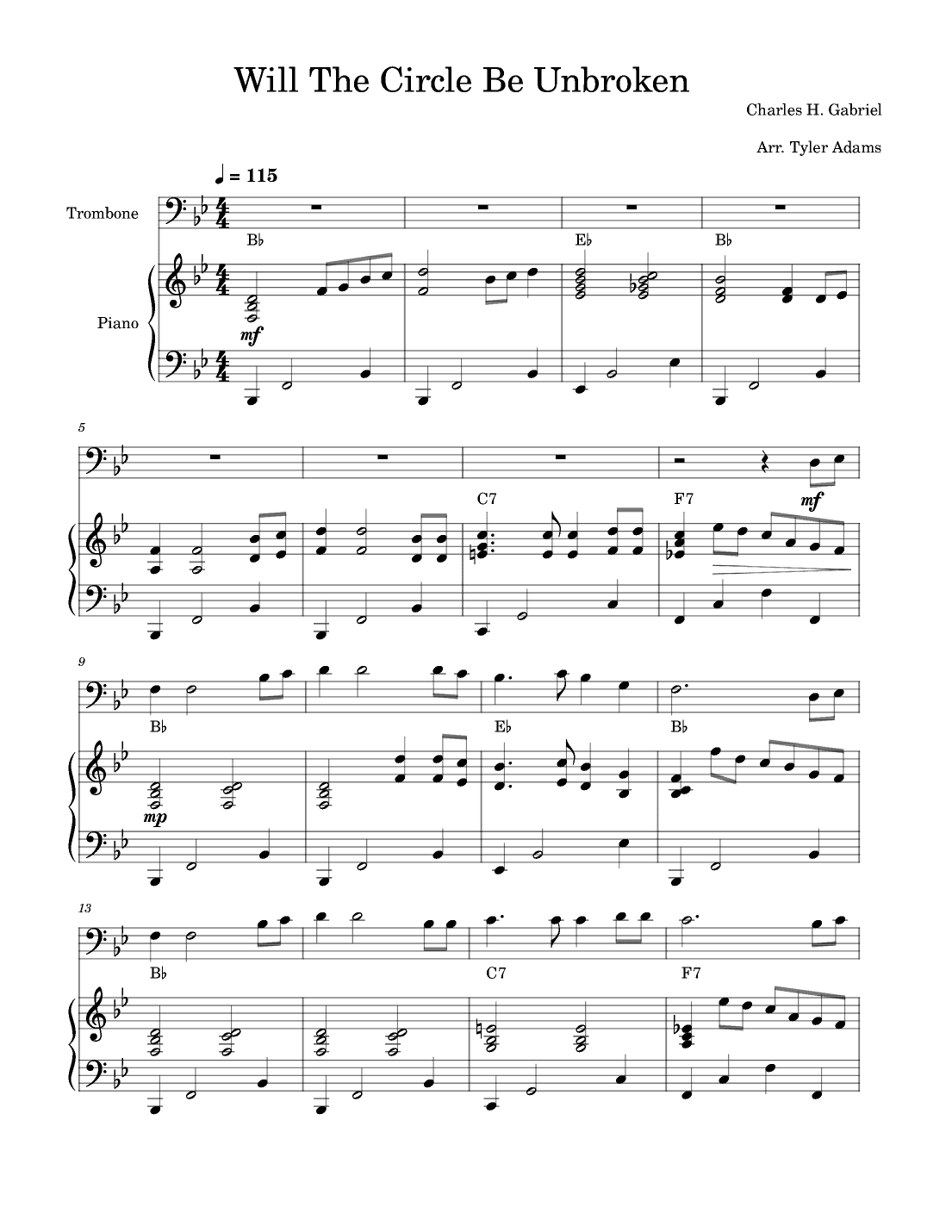Will The Circle Be Unbroken (Trombone Solo with Piano) (arr. Tyler Adams)