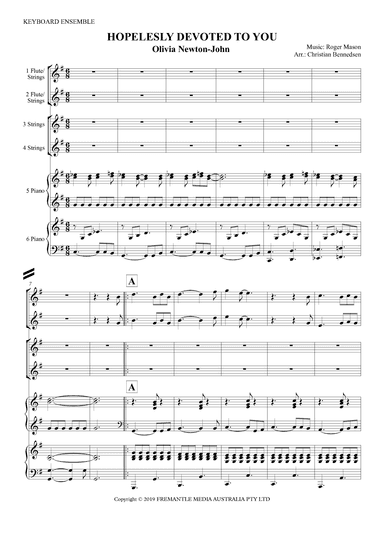 Olivia Newton-john: Hopelessly Devoted To You (the (arr. Christian Bennedsen)