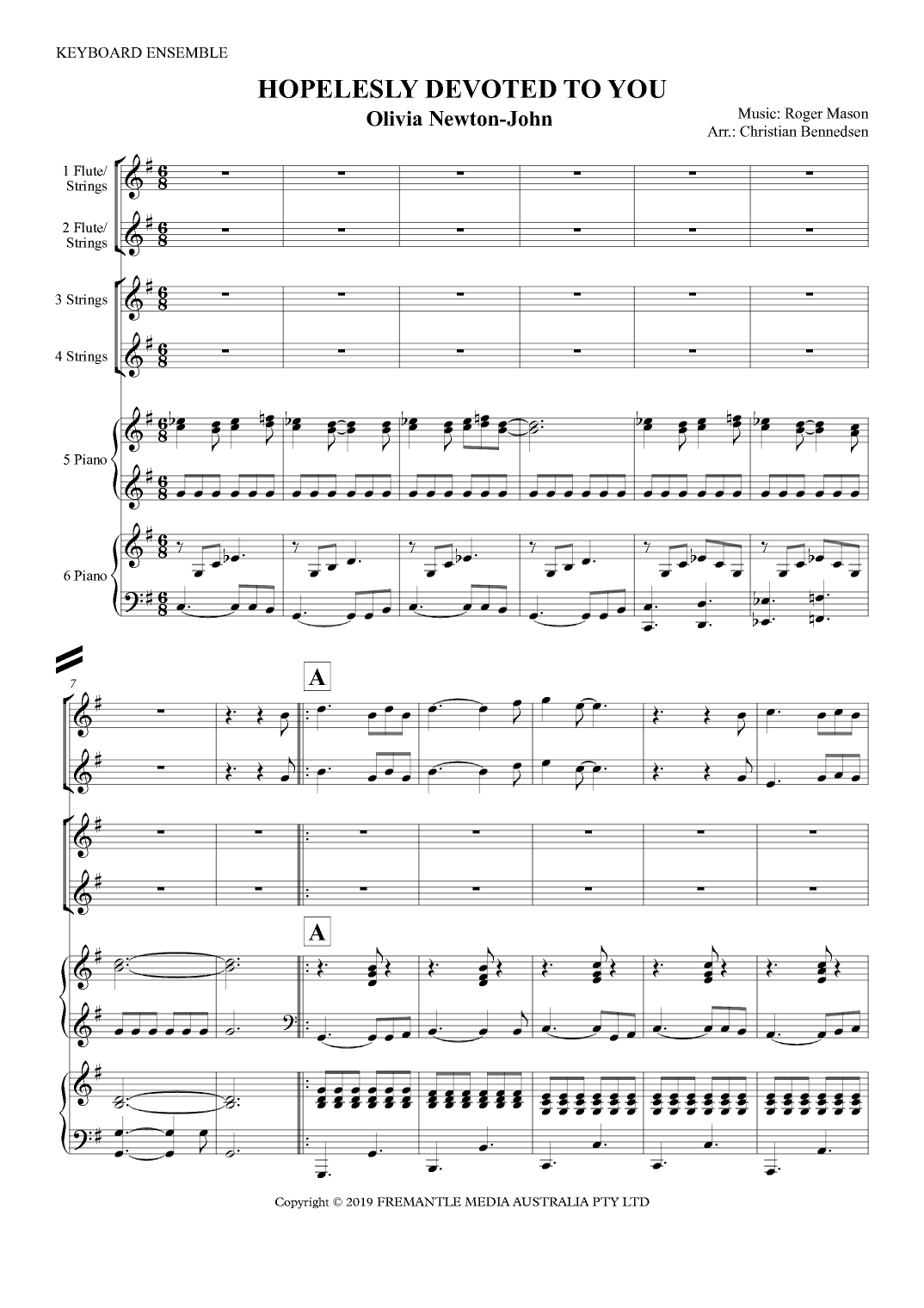 Olivia Newton-john: Hopelessly Devoted To You (the (arr. Christian Bennedsen)