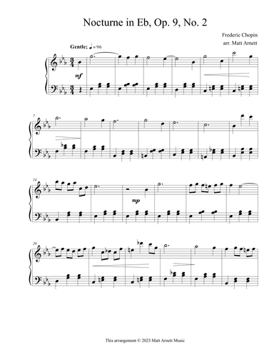 Nocturne in Eb, Op 9, No. 2 (arr. Matt Arnett)