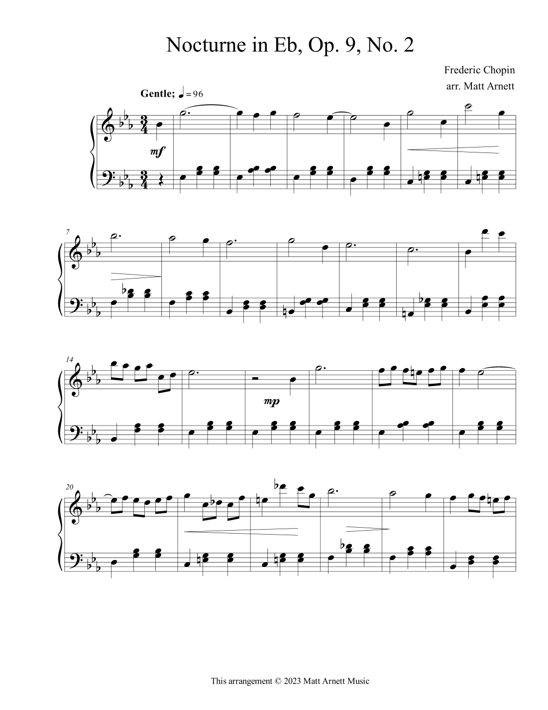 Nocturne in Eb, Op 9, No. 2 (arr. Matt Arnett)