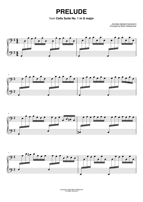 Prelude from Cello Suite No. 1 in G major (BWV 1007) (arr. Mario Stallbaumer)
