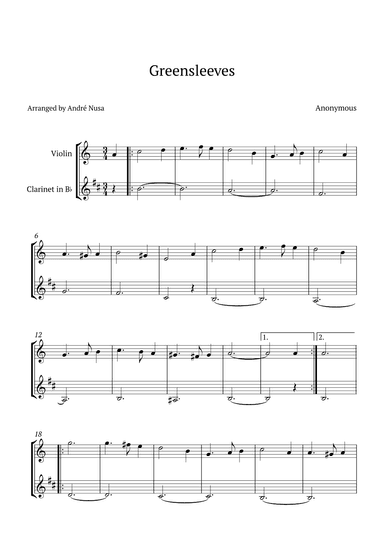 Greensleeves (arr. André Nusa)