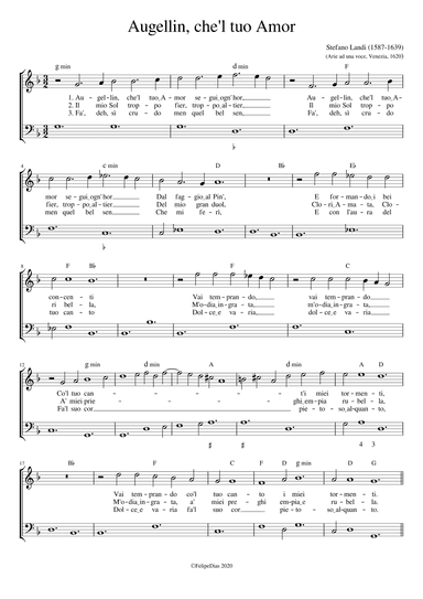 Augellin che'l tuo Amor (arr. Early Music Scores)