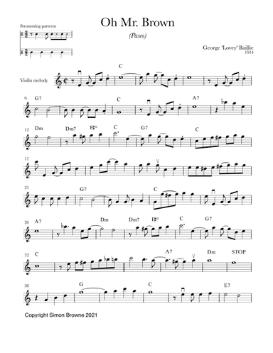 Oh Mister Brown (paseo) for violin and guitar (arr. Simon Browne)