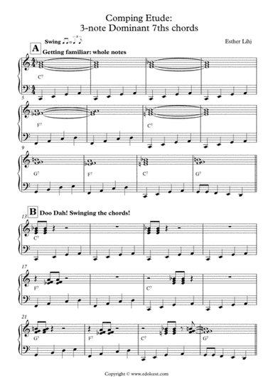 Comping etude: 3-note Dominant 7 chords