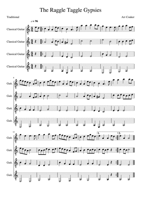 The Raggle Taggle Gypsies (Classical Guitar Ensemble) (arr. Coaker)