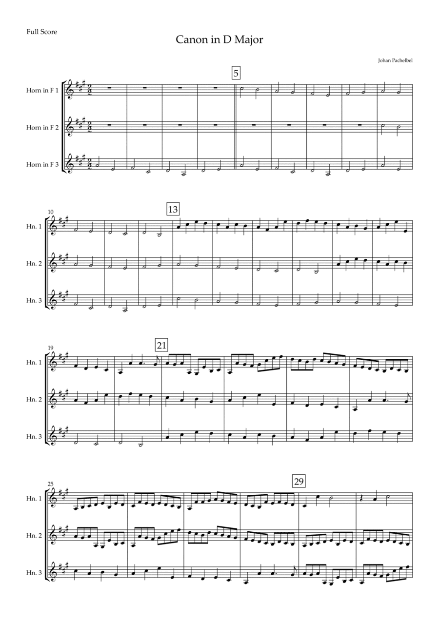Canon in D Major (Johann Pachelbel) for Horn in F Trio (arr. Fabio Britto)