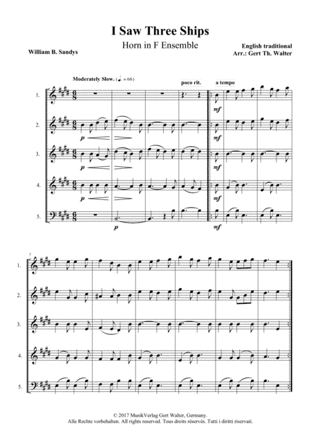 I Saw Three Ships (arr. Gert Th. Walter)