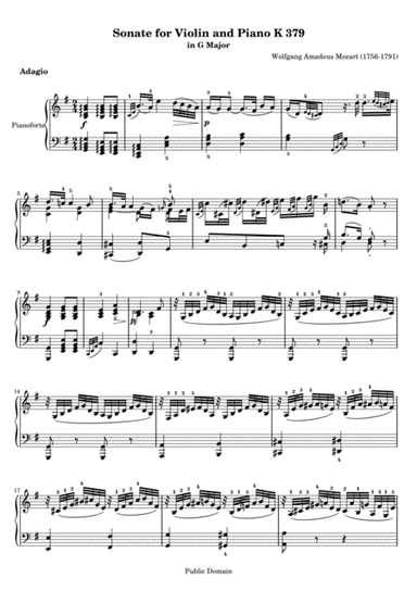 Wolfgang Amadeus Mozart Sonate for violin and piona (arr. GLCreatives)