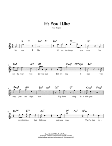 It's You I Like  from MISTER ROGERS' NEIGHBORHOOD (arr. Charles Lee)