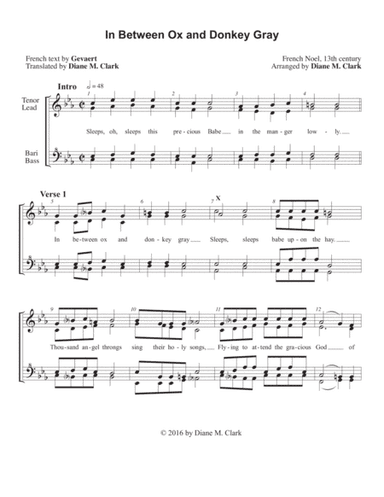 In Between Ox and Donkey Gray (CHORAL PRICING) (arr. Diane M. Clark)
