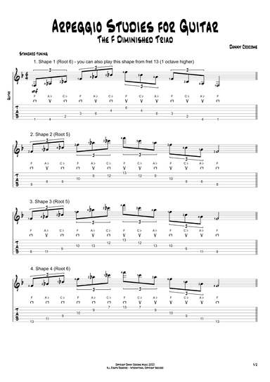 Arpeggio Studies for Guitar - The F Diminished Triad