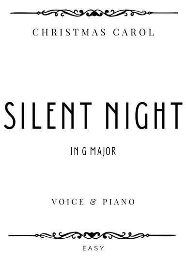 Gruber - Silent Night in G Major for Low Voice & Piano - Easy (arr. Piacere Music Sheets)