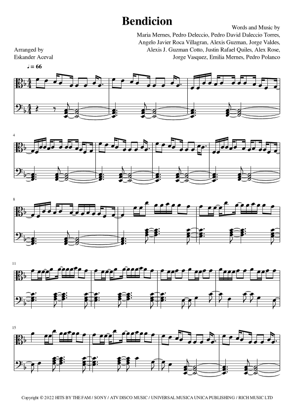 Bendicion (arr. Eskander Aceval)