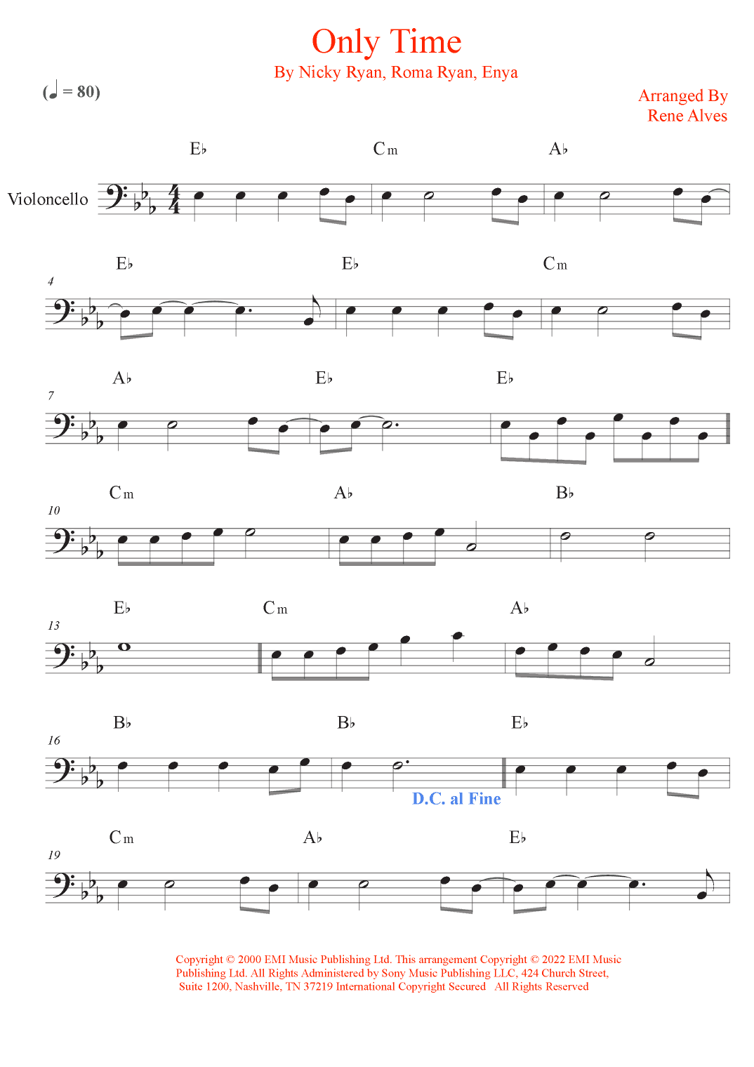 Only Time (arr. Rene Alves)