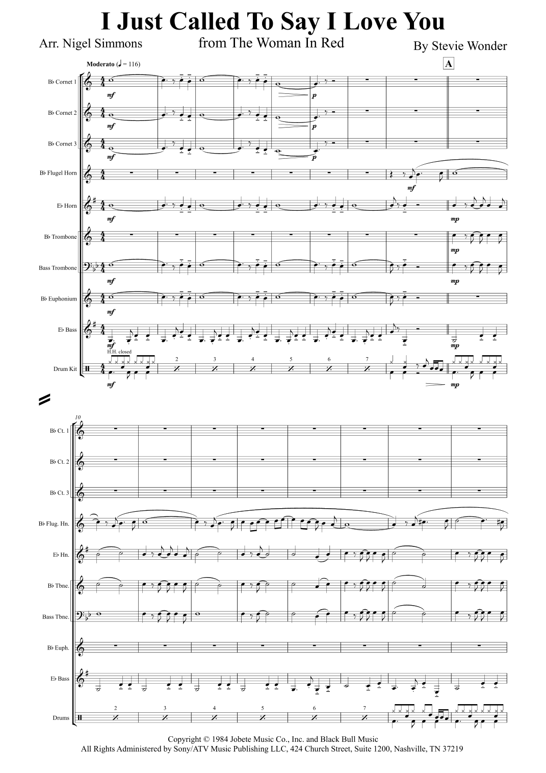 I Just Called To Say I Love You (arr. Nigel Simmons)