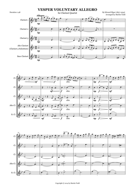 Allegro for Clarinet Quartet (arr. Martin Todd)