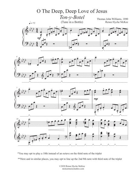 O The Deep, Deep Love of Jesus  (Ton-y-Botel) Tune in a Bottle (arr. Renee Hyche McKee)
