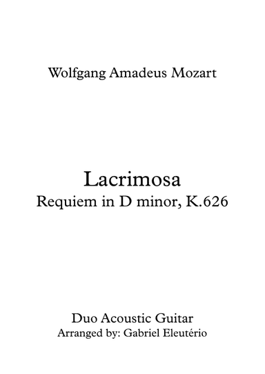Lacrimosa Requiem in D minor, K.626 (arr. Gabriel Eleutério)