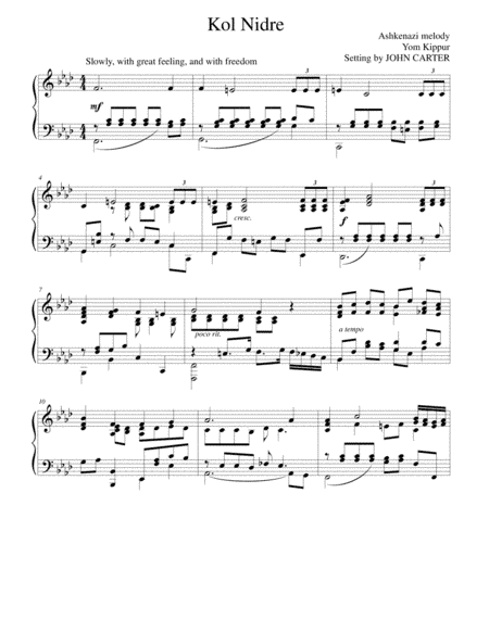 Kol Nidre (Ashkenazi melody, Yom Kippur) (arr. John Carter)