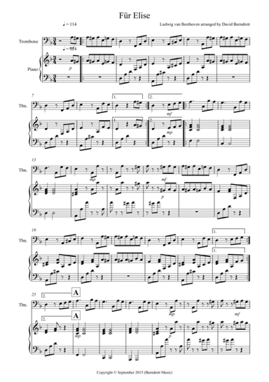 Fur Elise for Trombone and Piano (arr. David Burndrett)