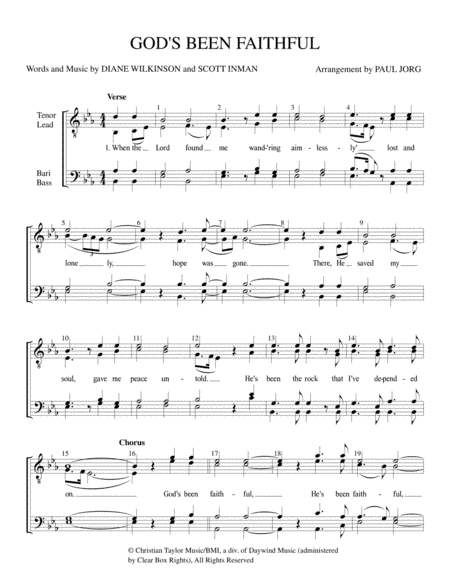 God's Been Faithful (arr. Paul A. Jorg)