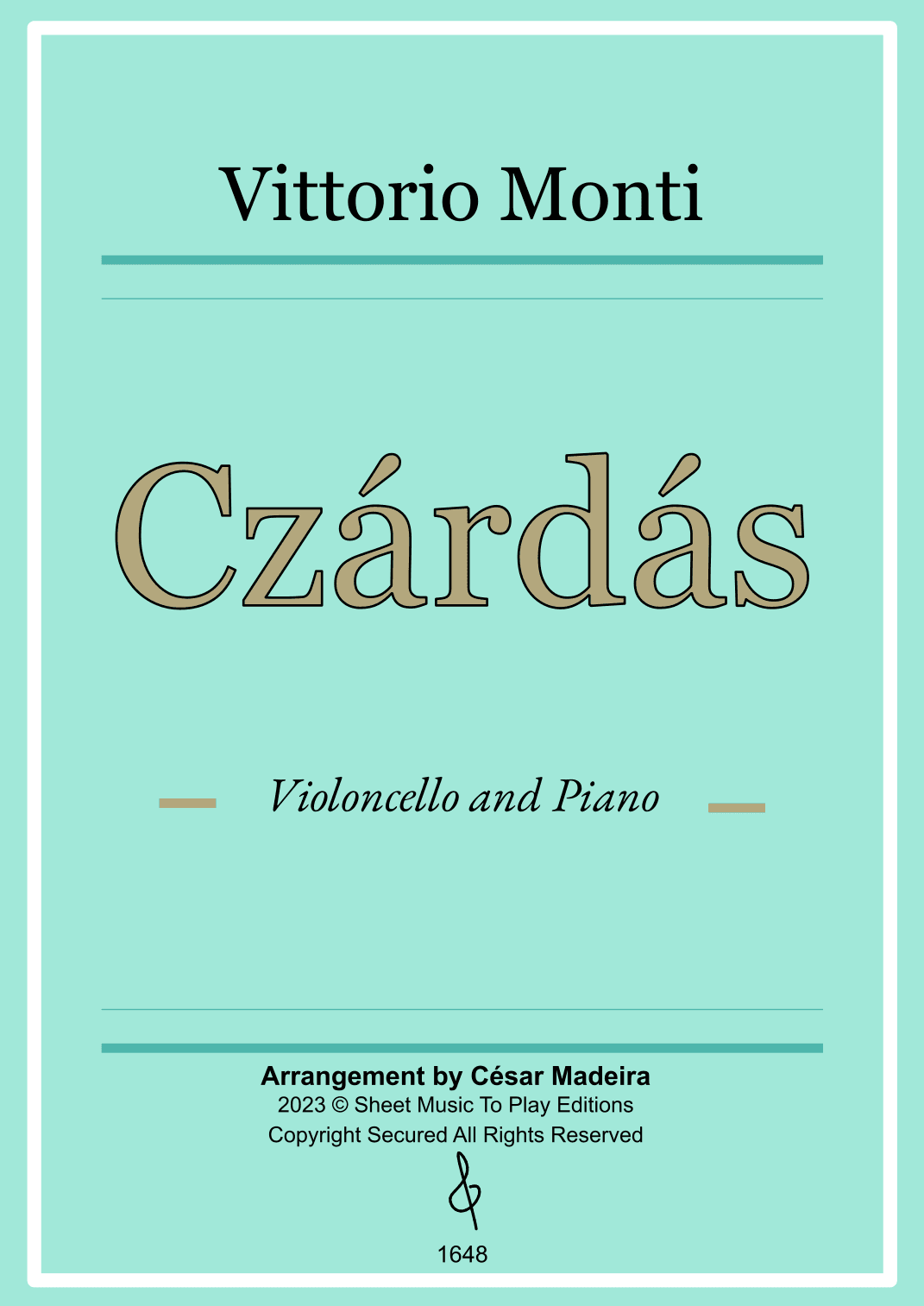 Czardas - Cello and Piano (Full Score) (arr. César Madeira)