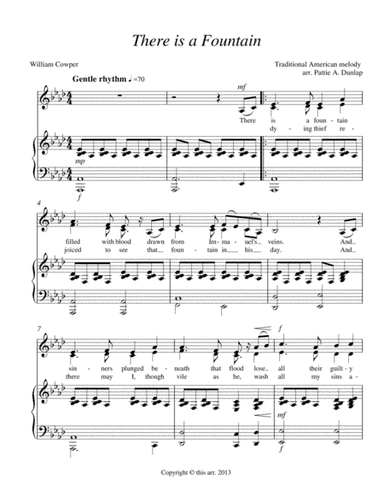 There is a Fountain, vocal, piano (arr. Pattie A. Dunlap)