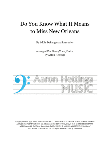 Do You Know What It Means To Miss New Orleans (arr. Aaron Hettinga)