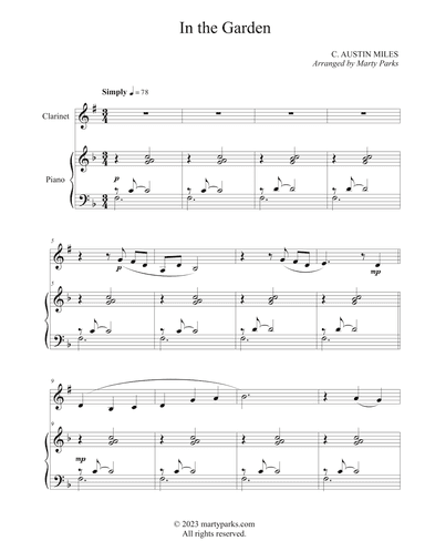 In the Garden (Clarinet-Piano) (arr. Marty Parks)
