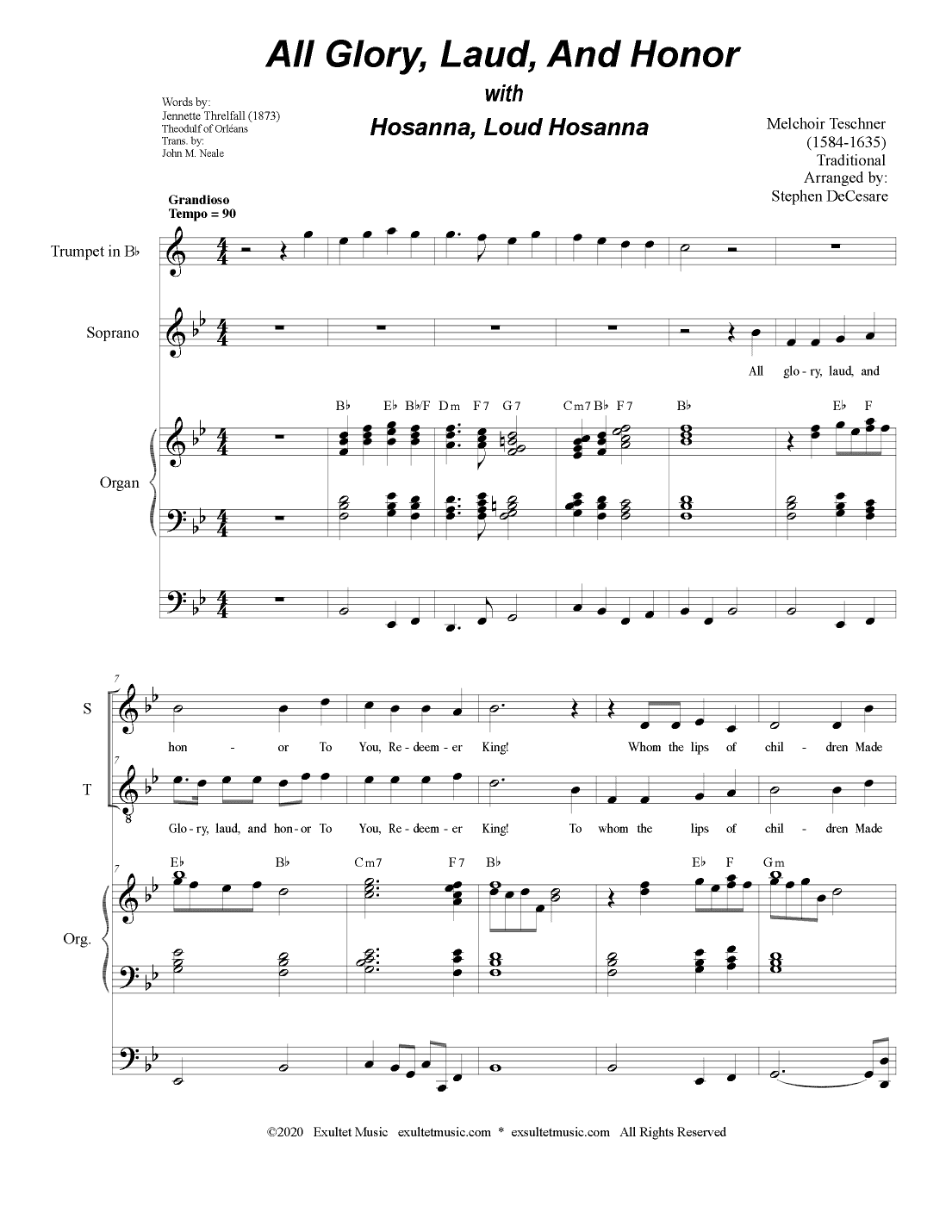 All Glory, Laud, And Honor (with "Hosanna, Loud Hosanna") (for 2-part choir - (Soprano & Tenor) (arr. Stephen DeCesare)